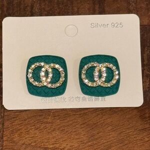 Green Double CC Costume Earrings